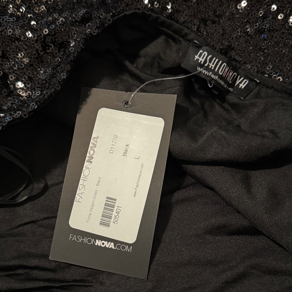 NWT Fashion Nova Fiona Sequin Dress - Black - Picture 5 of 5